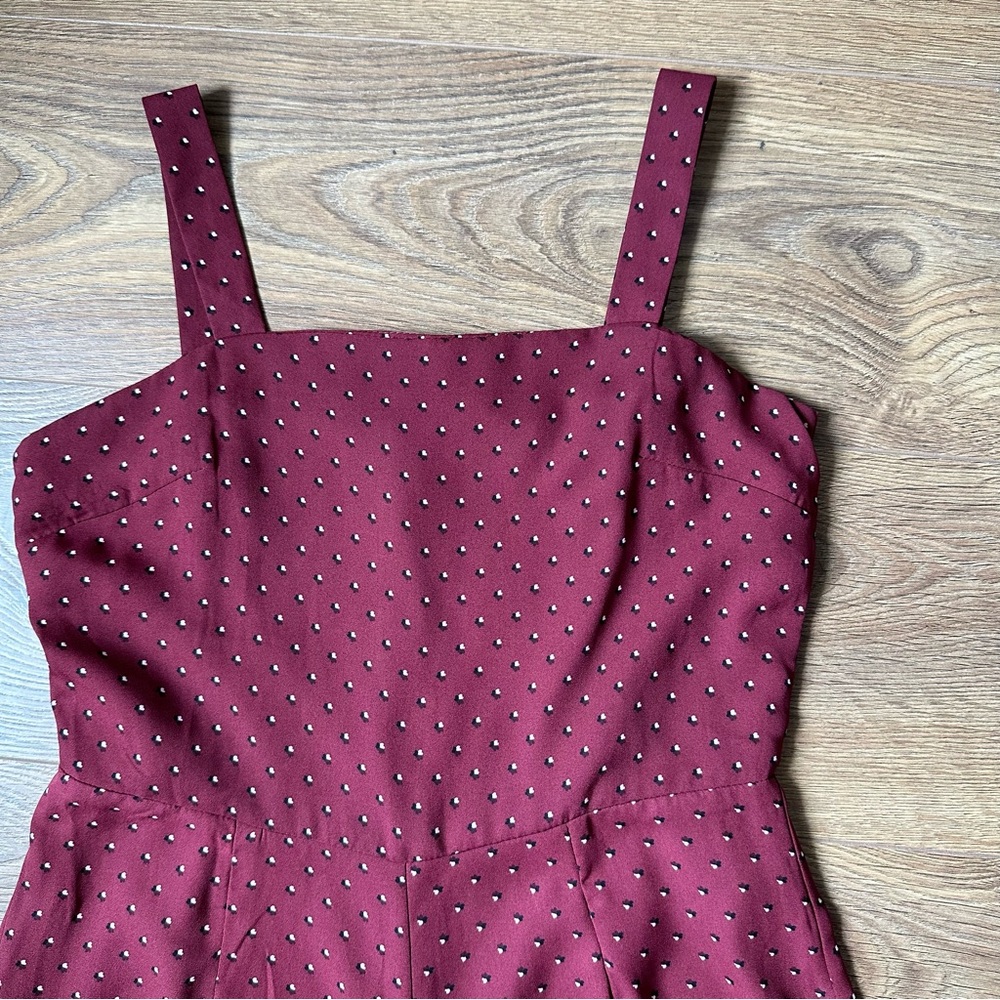 Maroon Flowy Cropped Jumpsuit - Picture 2 of 7